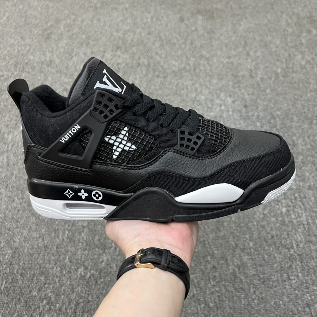 Men's Running weapon Air Jordan 4 Louis Vuitton x Black Shoes 0150